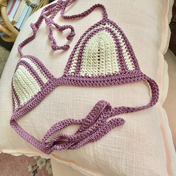 Handmade by me Other - Vanilla Plum Crochet Triangle Bikini Top - Women’s Swim